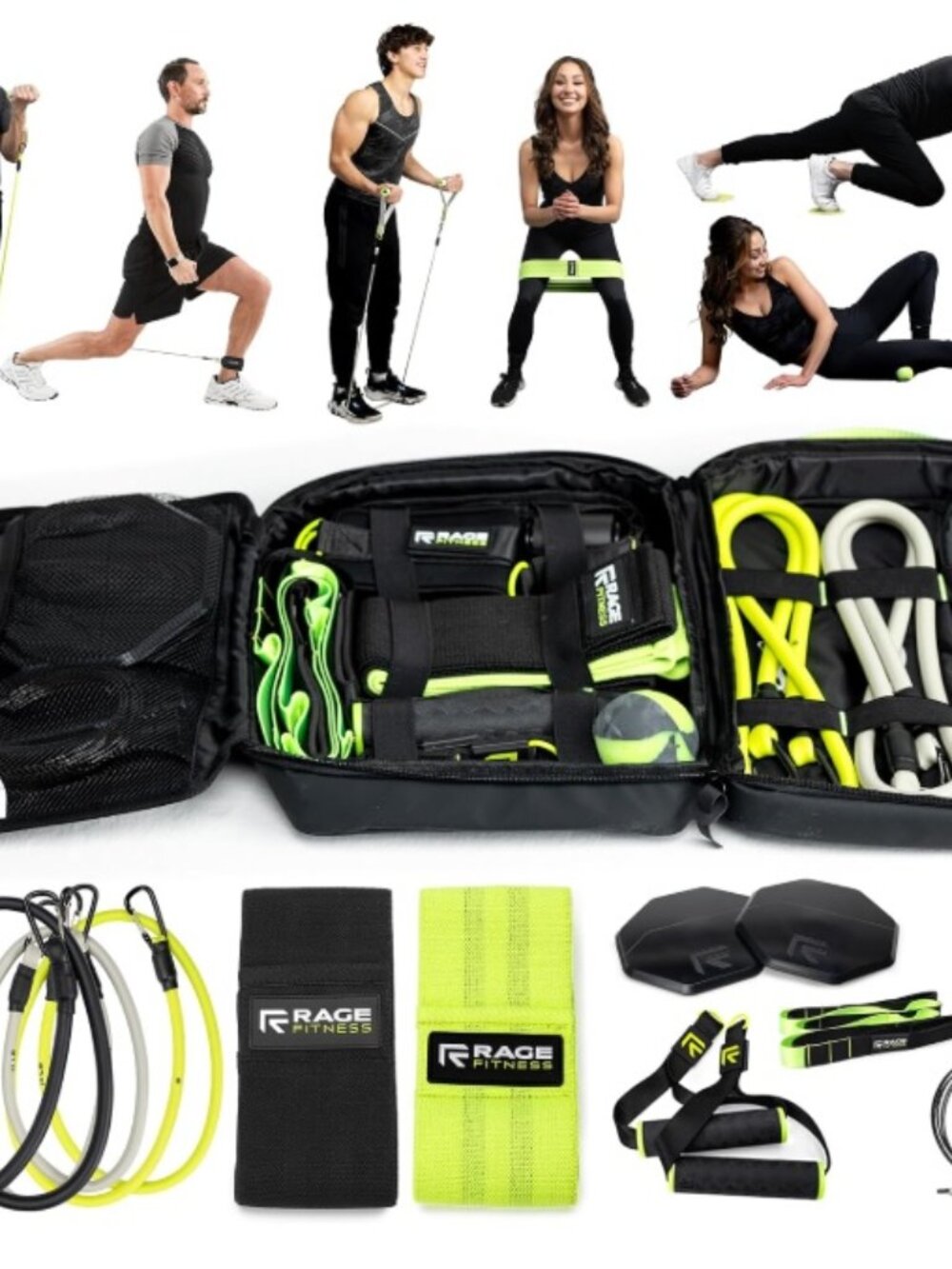 Rage Fitness Ex Kit Home Gym Equipment 10Pc Resistance Bands Set Jump Rope BNIB